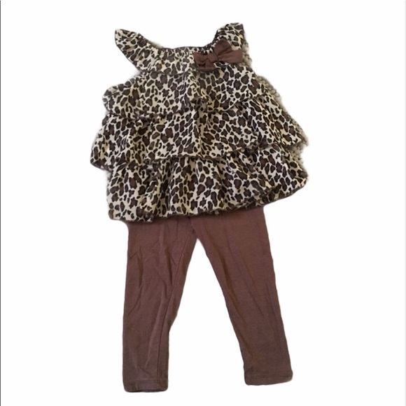 HEALTHTEX Girl’s Leopard Ruffle Top Set 24 months - Picture 2 of 3